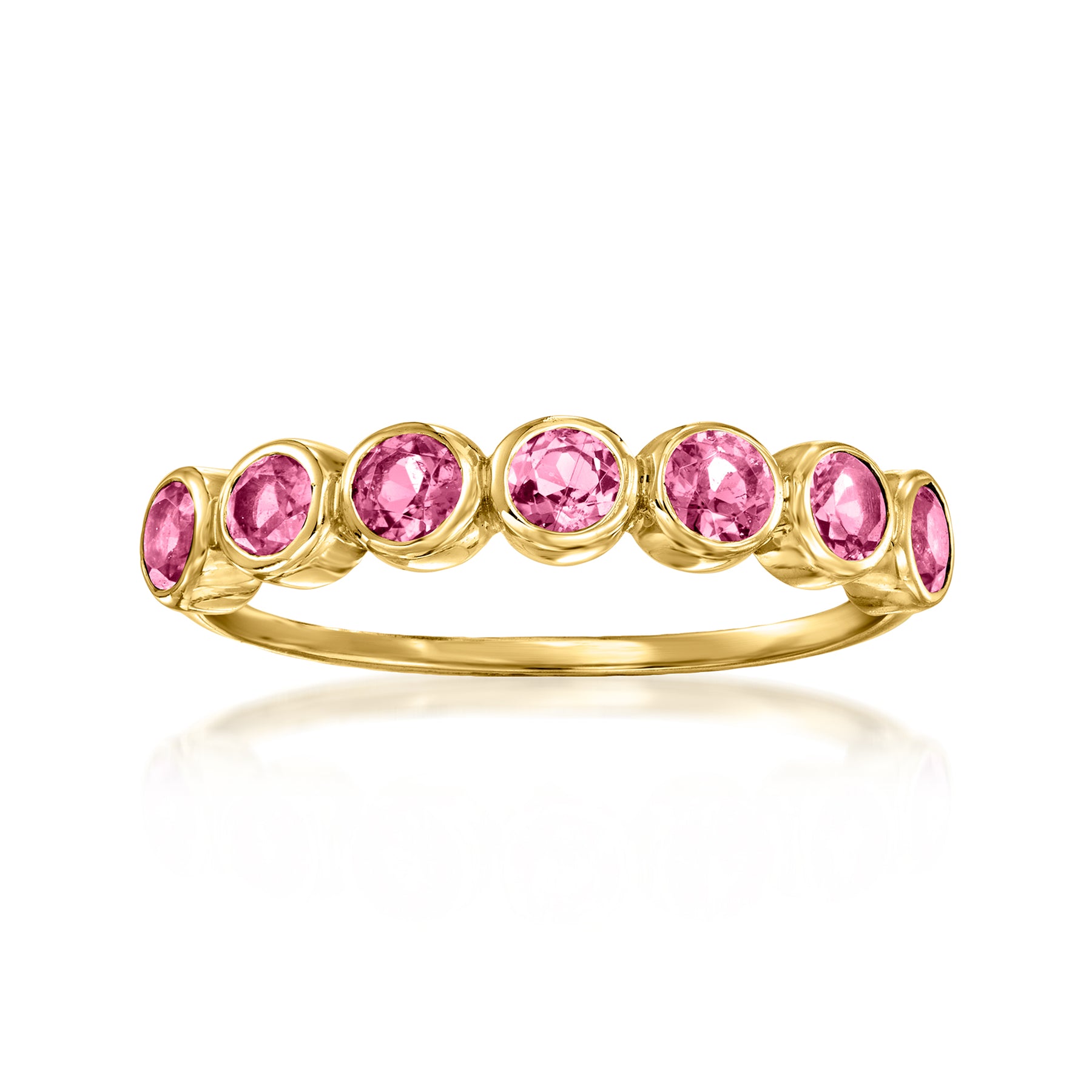 RS Pure Von Ross-Simons Bezel-Set Rosa Turmalin Ring in 14kt Gelbgold