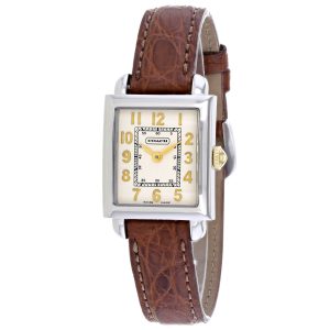 Coach Damen Braun Leder Silber Quarz Beige Dial Uhr