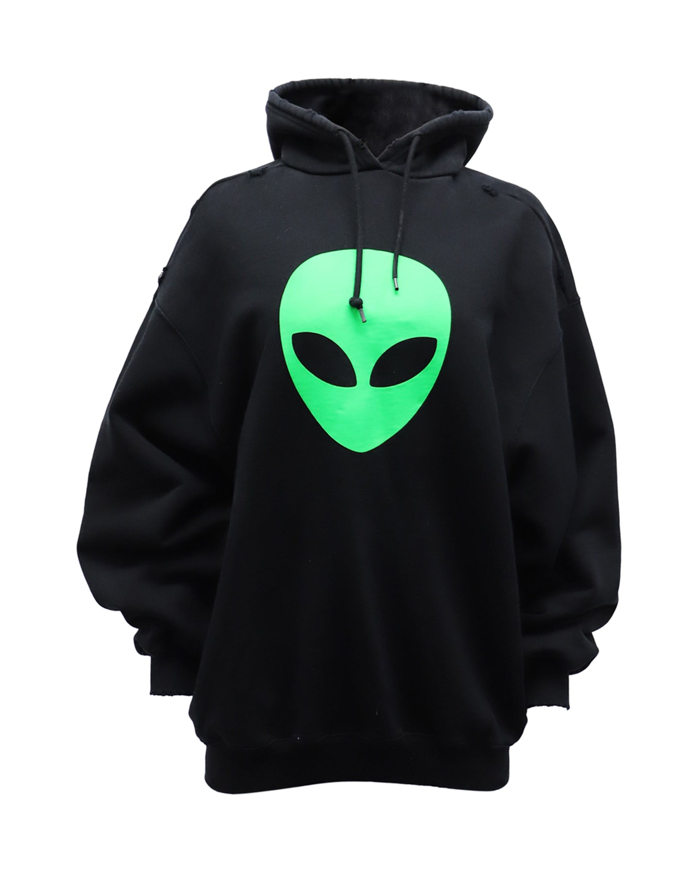 Balenciaga SS21 Gestreifter Alien Logo Kapuzenpullover aus schwarzer Baumwolle