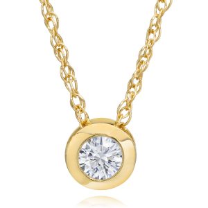 14K Gelbgold 1/4ct Runde Lab gewachsen Diamant Solitaire Lünette Anhänger