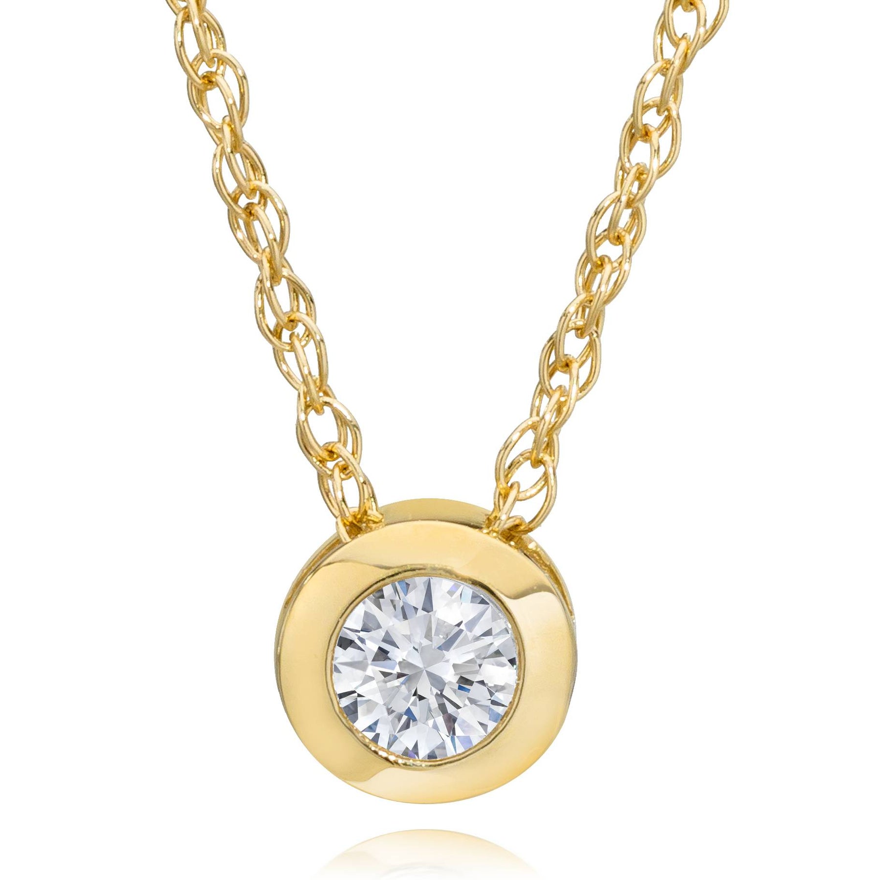 14K Gelbgold 1/4ct Runde Lab gewachsen Diamant Solitaire Lünette Anhänger