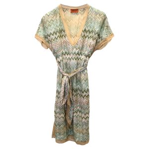 Missoni Belted V-Ausschnitt Kleid in blauer Viskose 7733790670908