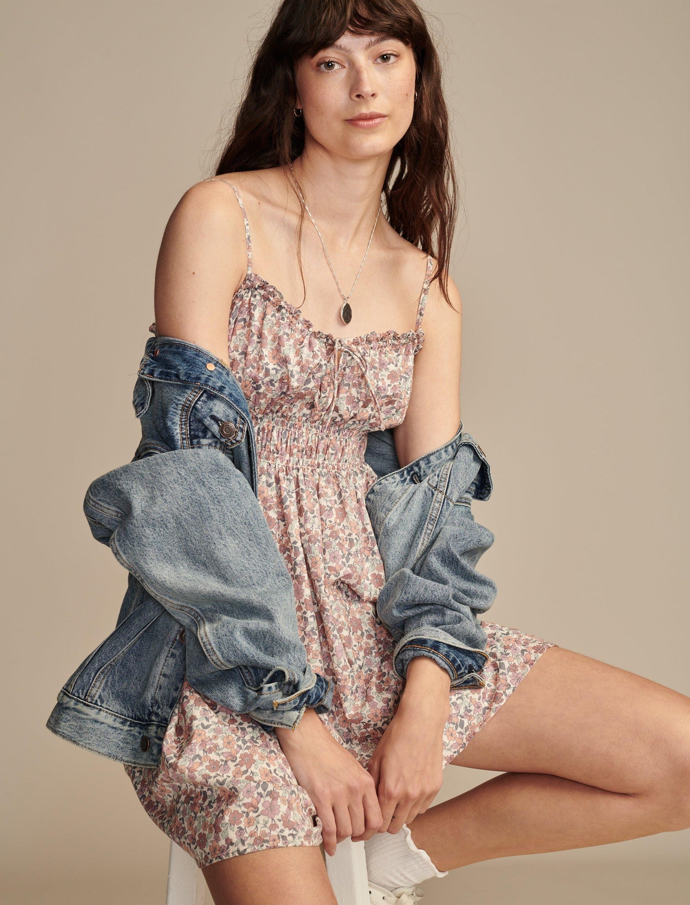 Lucky Brand Damen bedruckt Smocked Sweetheart Mini