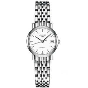 Longines Damen elegante weiße Zifferblatt Armbanduhr