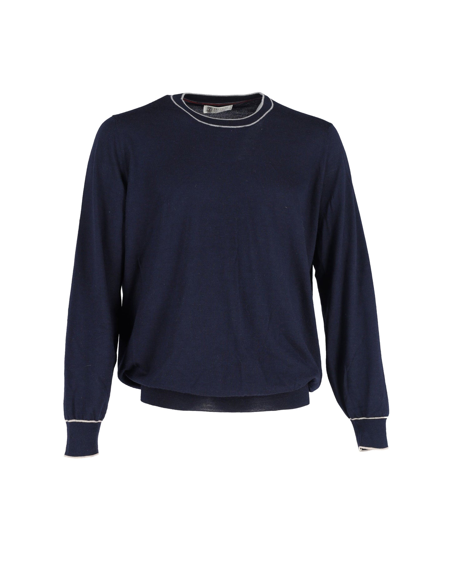Brunello Cucinelli Pullover mit Rundhalsausschnitt aus Baumwolle in Marineblau