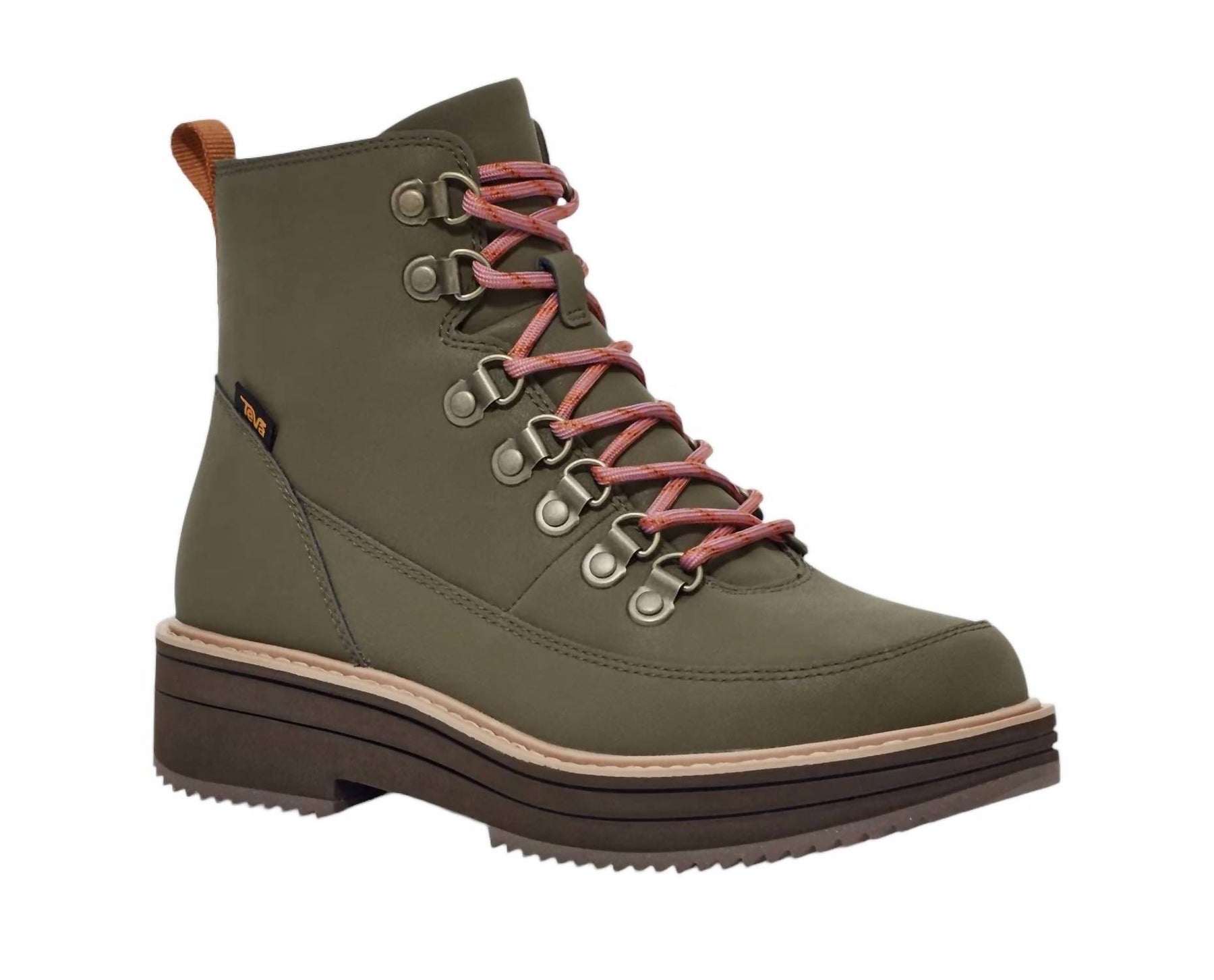 Damen Midform Mode Stiefel in dunkel Oliv