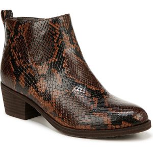 Zaylee Damen Leder Runde Zehe Booties