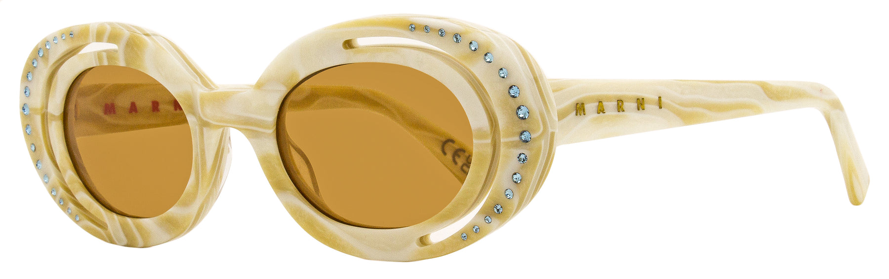 Marni Damen oval Sonnenbrille Zion Canyon H2G Creme 51mm