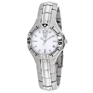 ESQ Damen Silber Edelstahl Silber Zifferblatt weißes Zifferblatt Uhr
