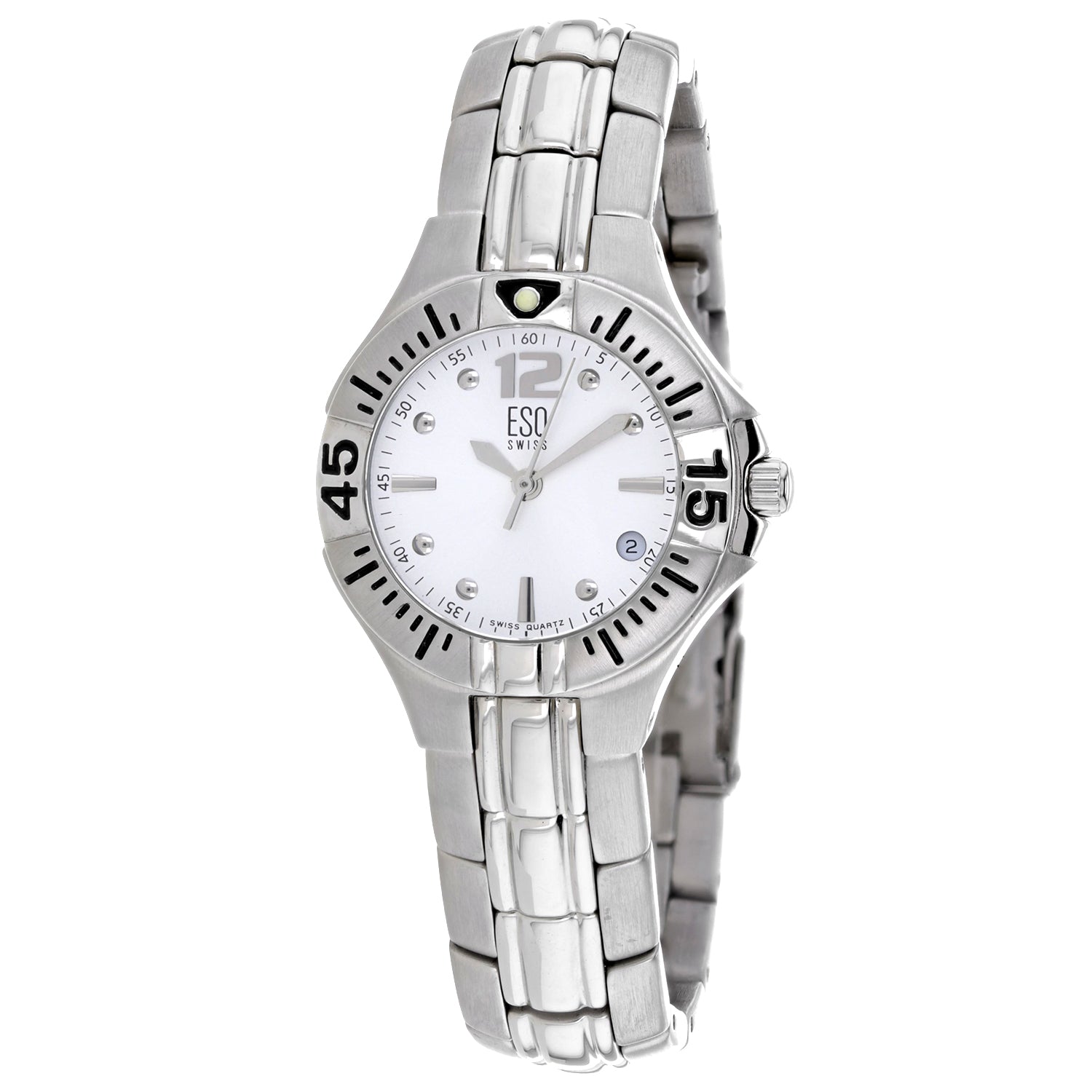 ESQ Damen Silber Edelstahl Silber Zifferblatt weißes Zifferblatt Uhr