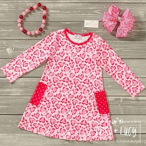 Lovely Leopard Mädchen Kleid- lange Ärmel in Leoparden-Print