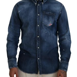 Dsqua² Washed Colla Herren lässig lange Ärmel Herren Hemd
