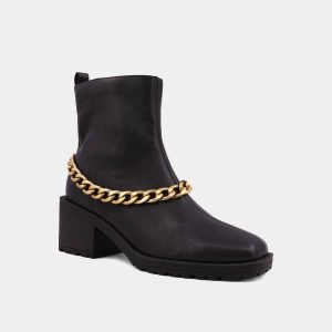 Damen Yenni Kampfstiefel mit Kette in schwarz