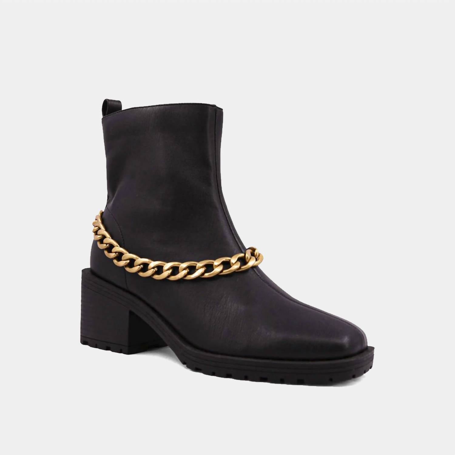 Damen Yenni Combat Stiefel mit Kette in Schwarz