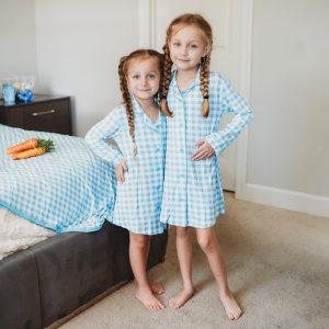 SKY Blaue Gingham Mädchen s Traumkleid