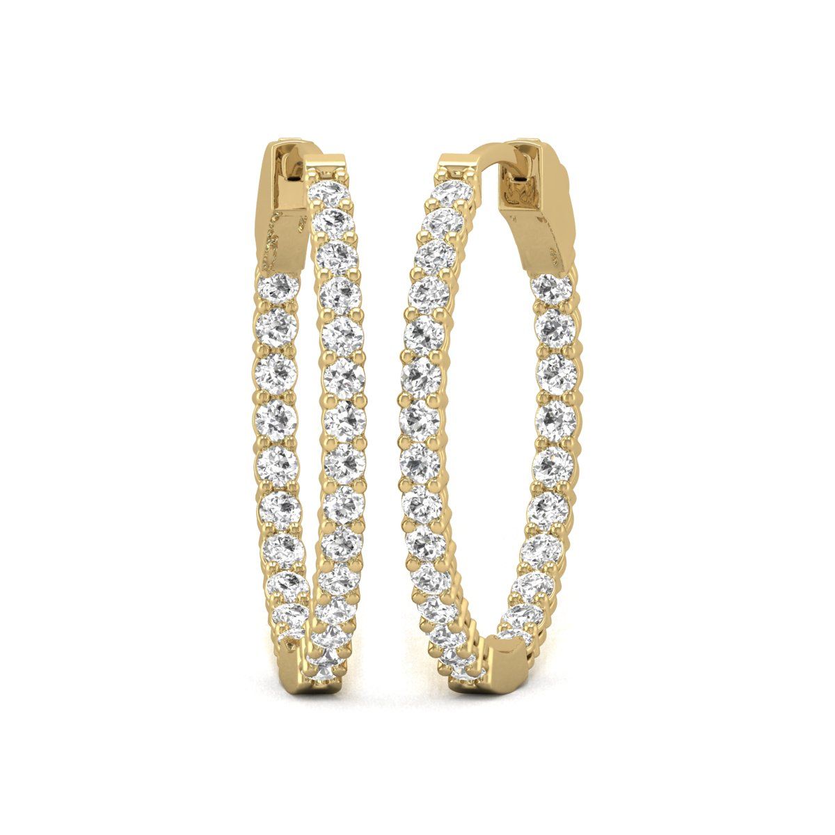 Diana M Lab 14KT YG 3CT TW rund In & Out Creole Ohrring