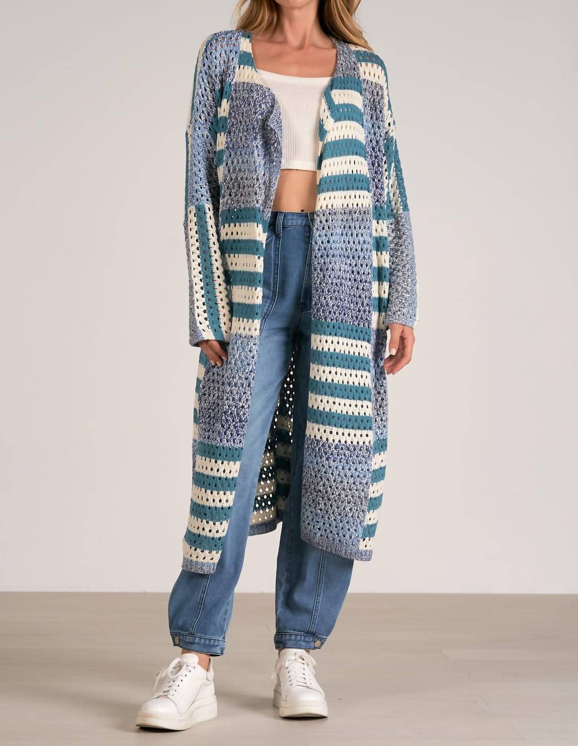 Bella Langer Strickjacke in Blau