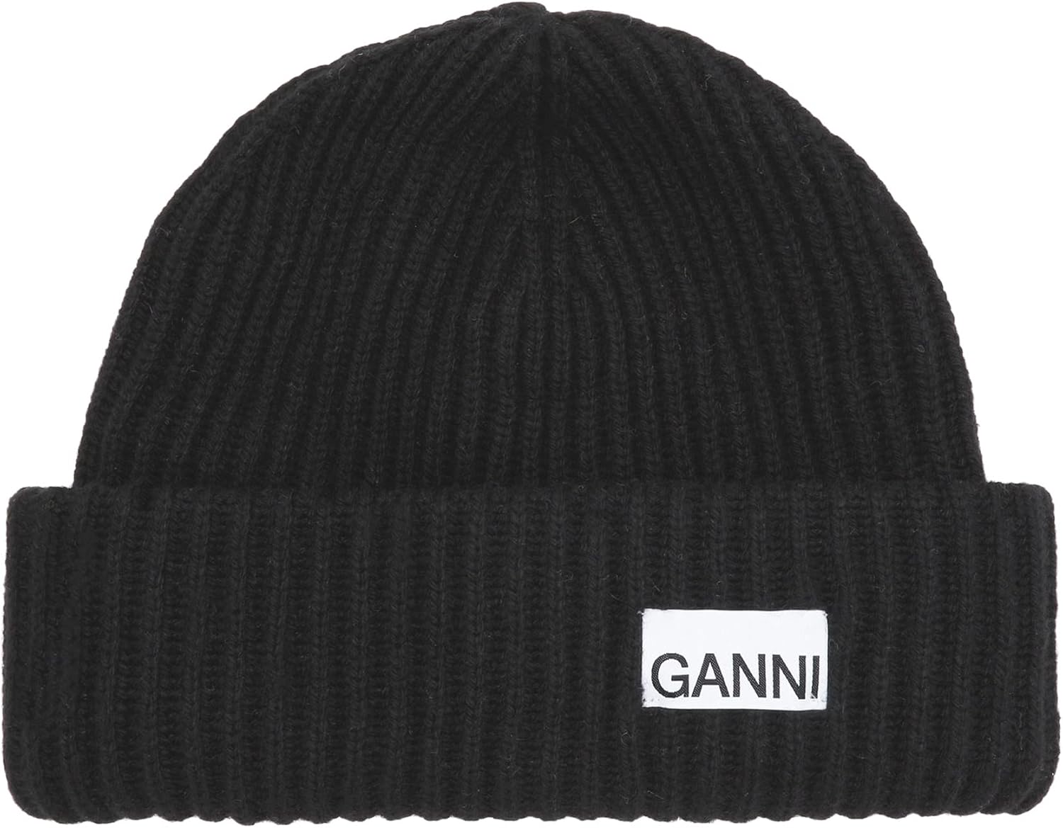 Ganni Damen strukturierte Rib Mütze, schwarz