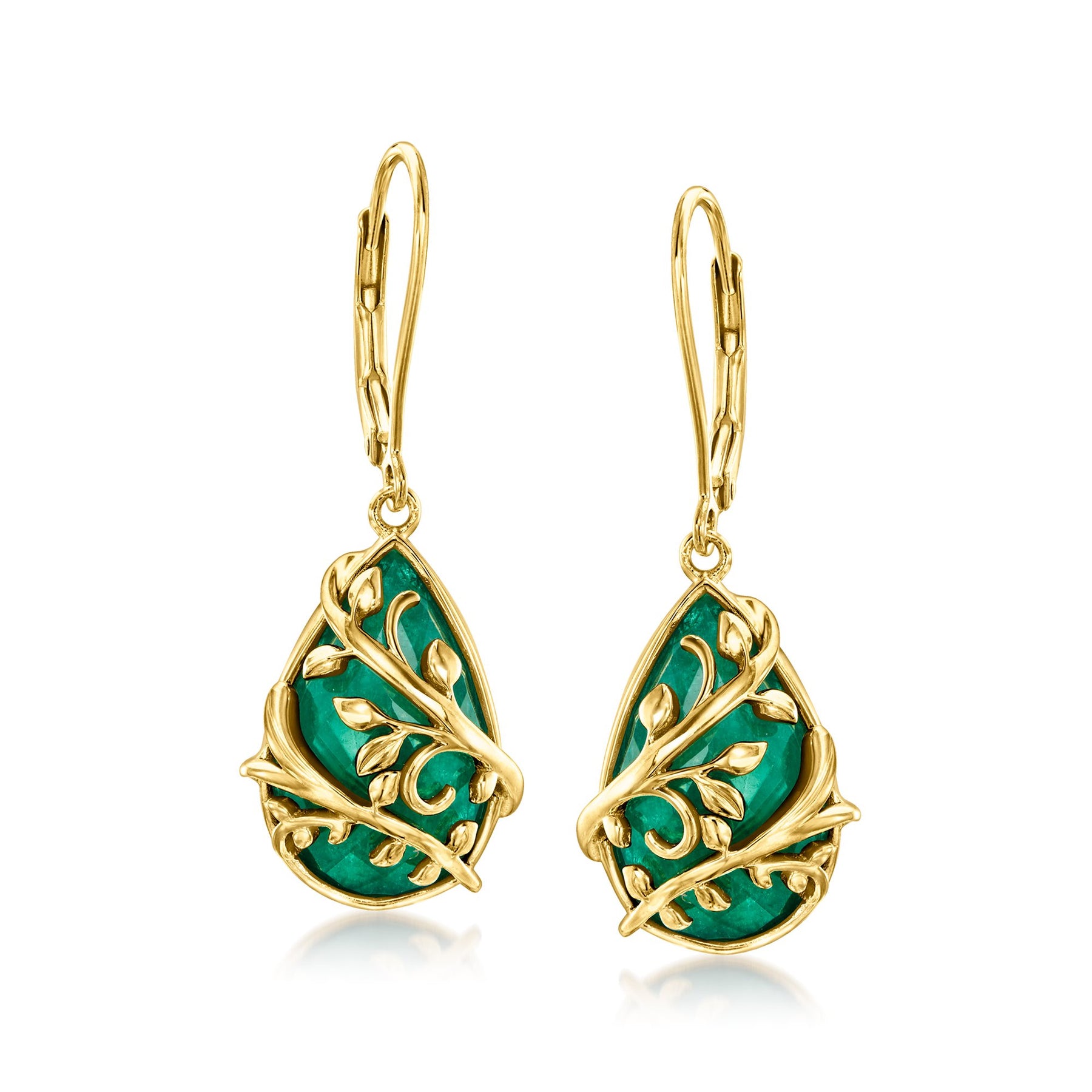 Ross-Simons Emerald Vine Ohrringe in 18kt Gold über Sterling