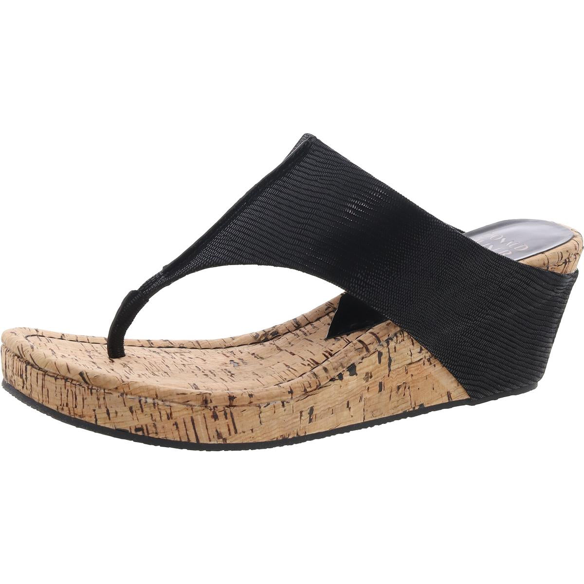 Schwarze Leder Pumps von Schlangenmuster – Keilsandalen