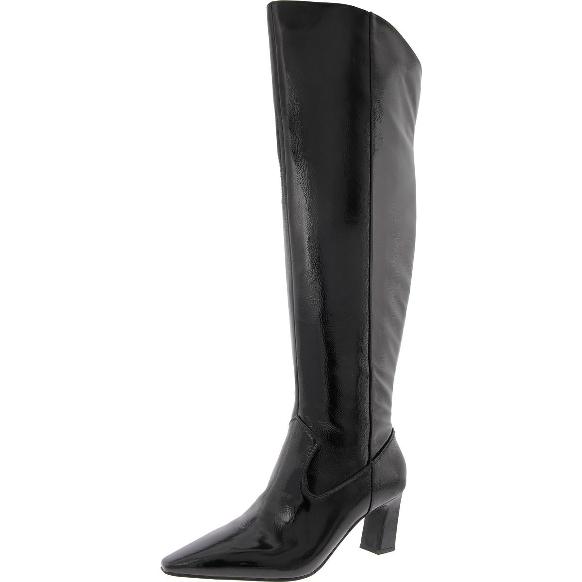 Shalie Reißverschluss Lackleder Overknee Stiefel