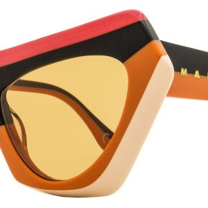 Marni Damen gestreifte Sonnenbrille Teufel Pool P1N rot/schwarz/orange 56mm
