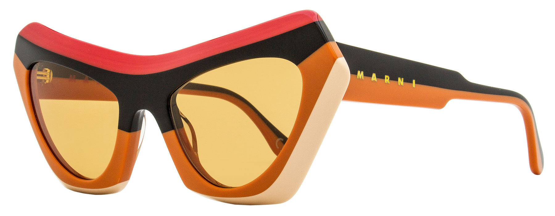 Marni Damen gestreifte Sonnenbrille Devil's Pool P1N Rot/Schwarz/Orange 56mm