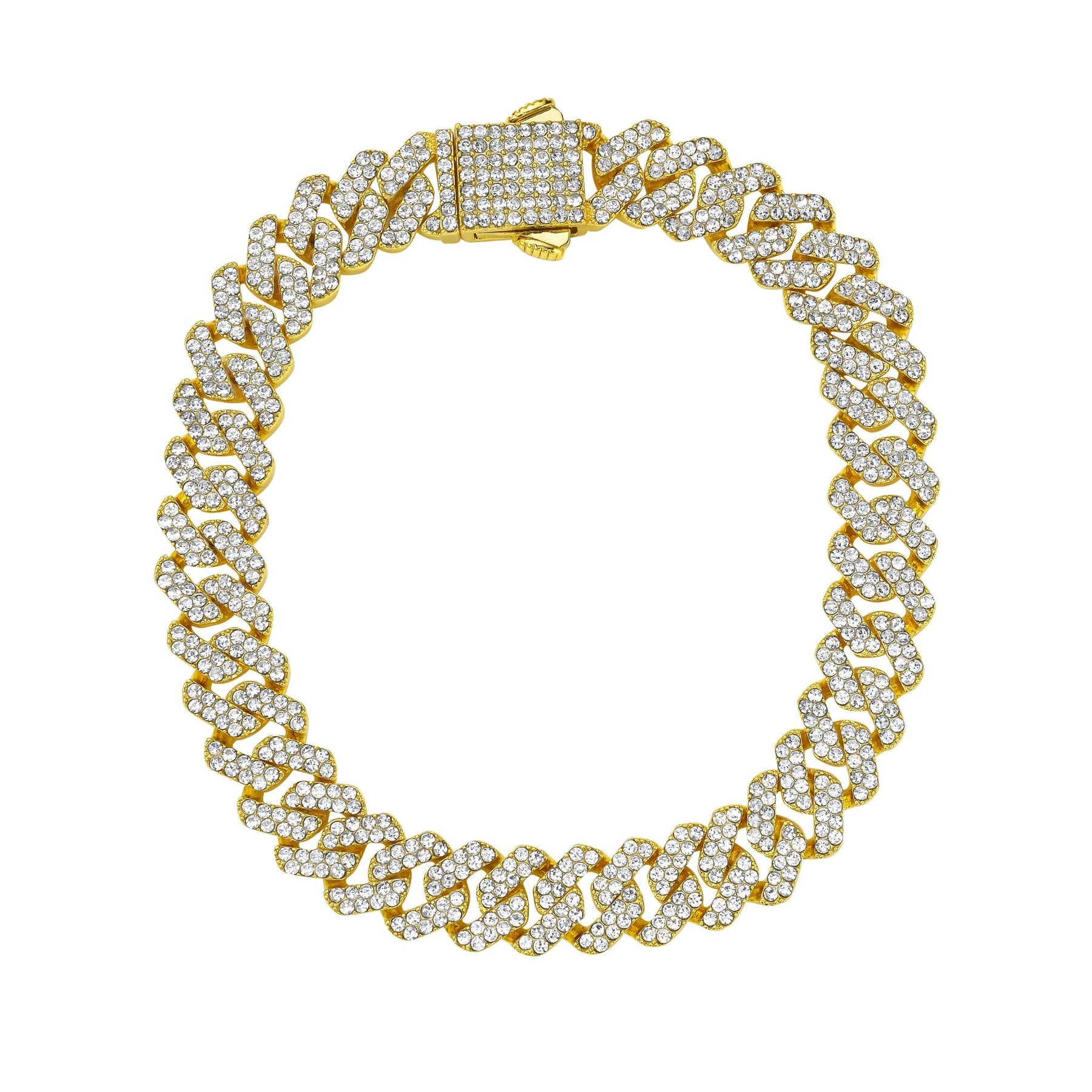 Herren 10mm Cuban Edge Kette mit CZ Gold