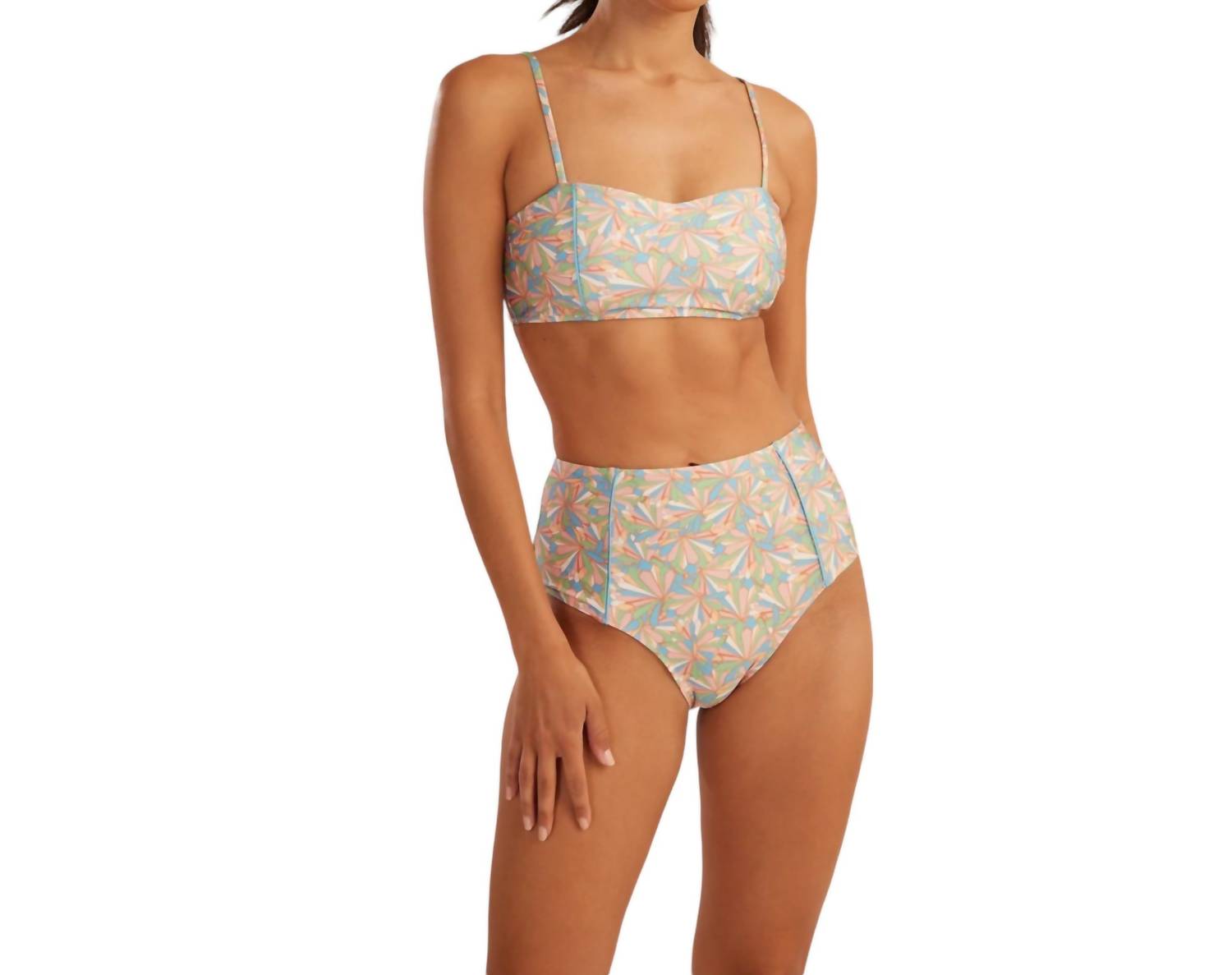 Calypso hohe Taille Bikini Bottom in Pastell Mehrfarbig