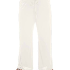 Übergröße Tie Vorderseite Lounge Beach Cover Up Hose in Weiß