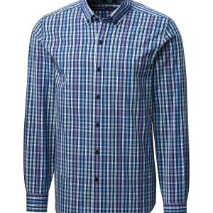 Cutter & Buck Anchor Double Check Plaid Herren maßgeschneiderte Passform Hemd