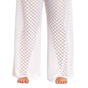 Übergröße Lattice Beach Vertuschen Hosen in Weiß