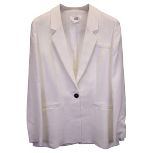 Victoria Beckham Einreihiger Blazer aus weißer Baumwolle