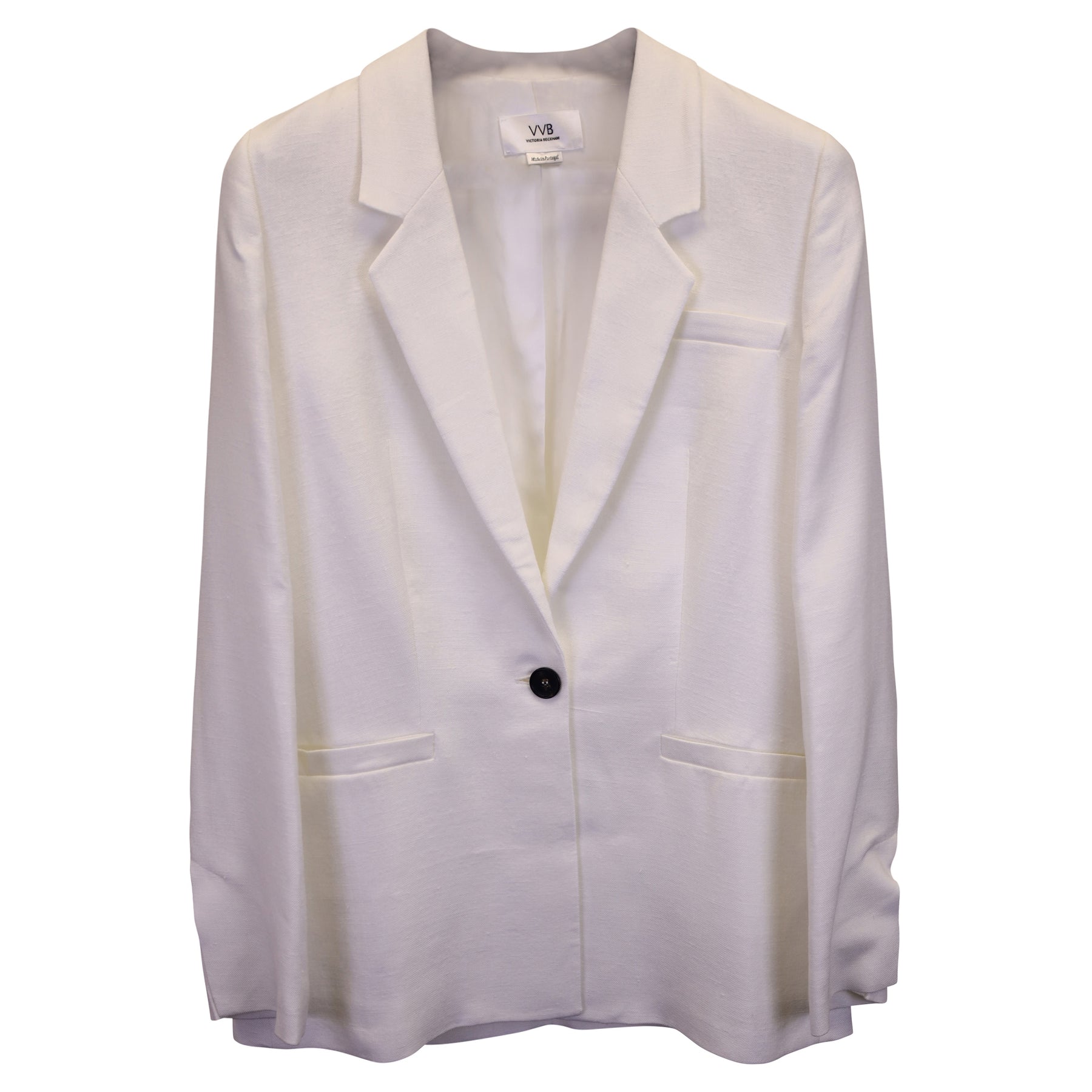 Victoria Beckham Einreihiger Blazer aus weißer Baumwolle