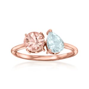 Ross-Simons Aquamarine and . Morganite Toi Et Moi Ring aus 14kt Roségold