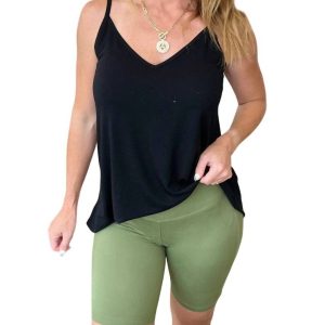hoher Bund breiten Bund Biker Shorts in leichten Oliven 7733776744508