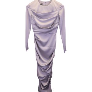 Alex Perry Calder Kleid mit Rüschenmuster in Grau Satin