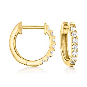 Ross-Simons Lab-Grown Diamant Creolen in 18kt Gold über Sterling