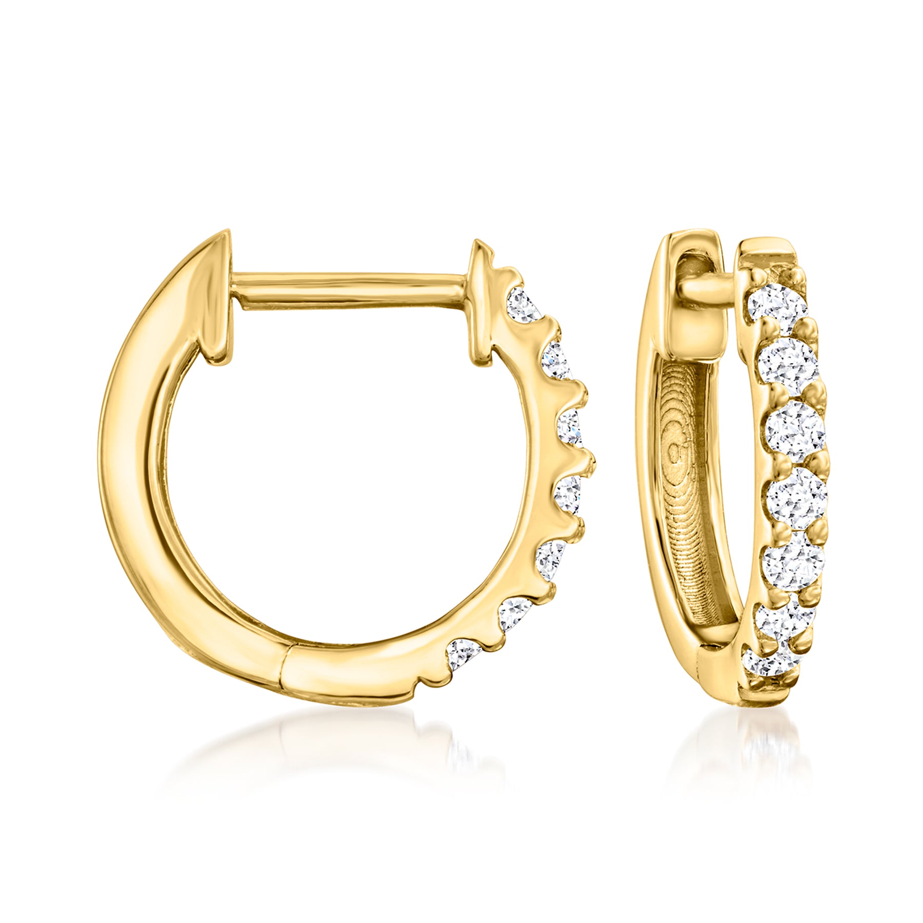 Ross-Simons Lab-Grown Diamant Creolen in 18kt Gold über Sterling
