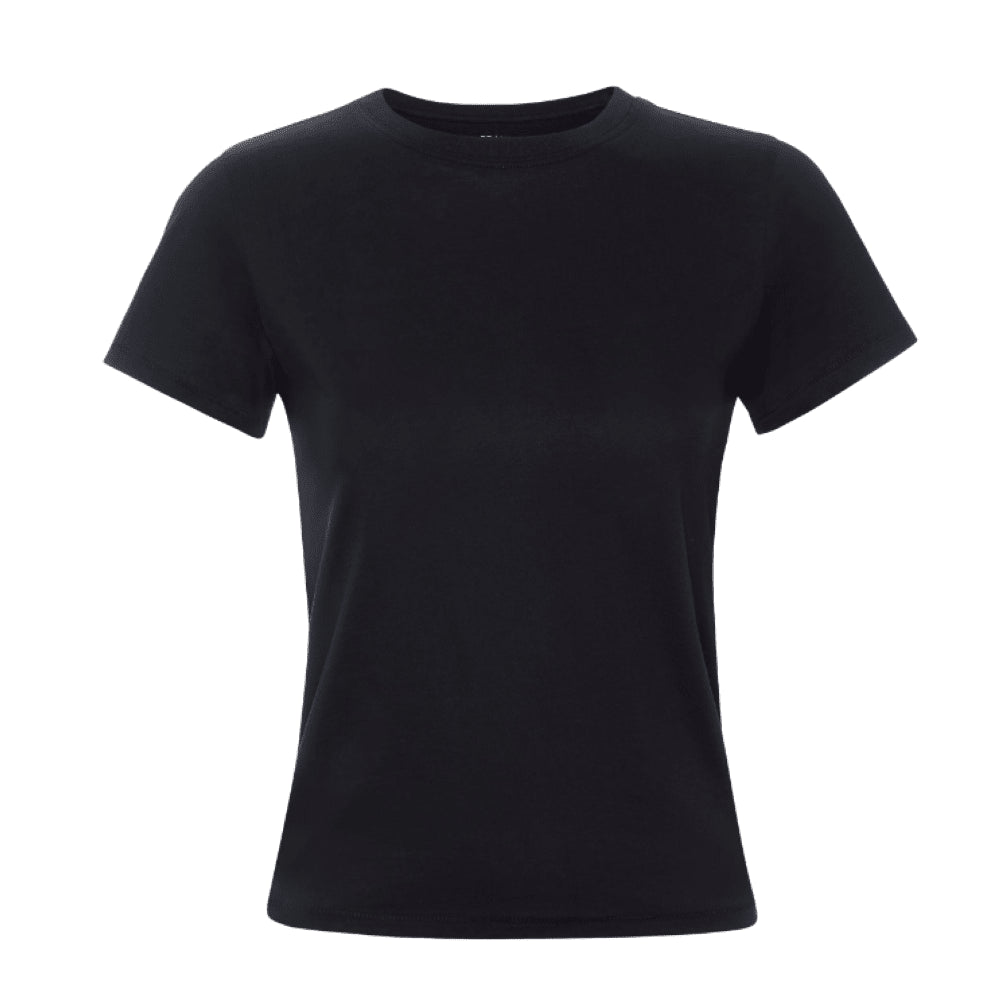 Rahmen Damen körpernah Crew T-Shirt, schwarz