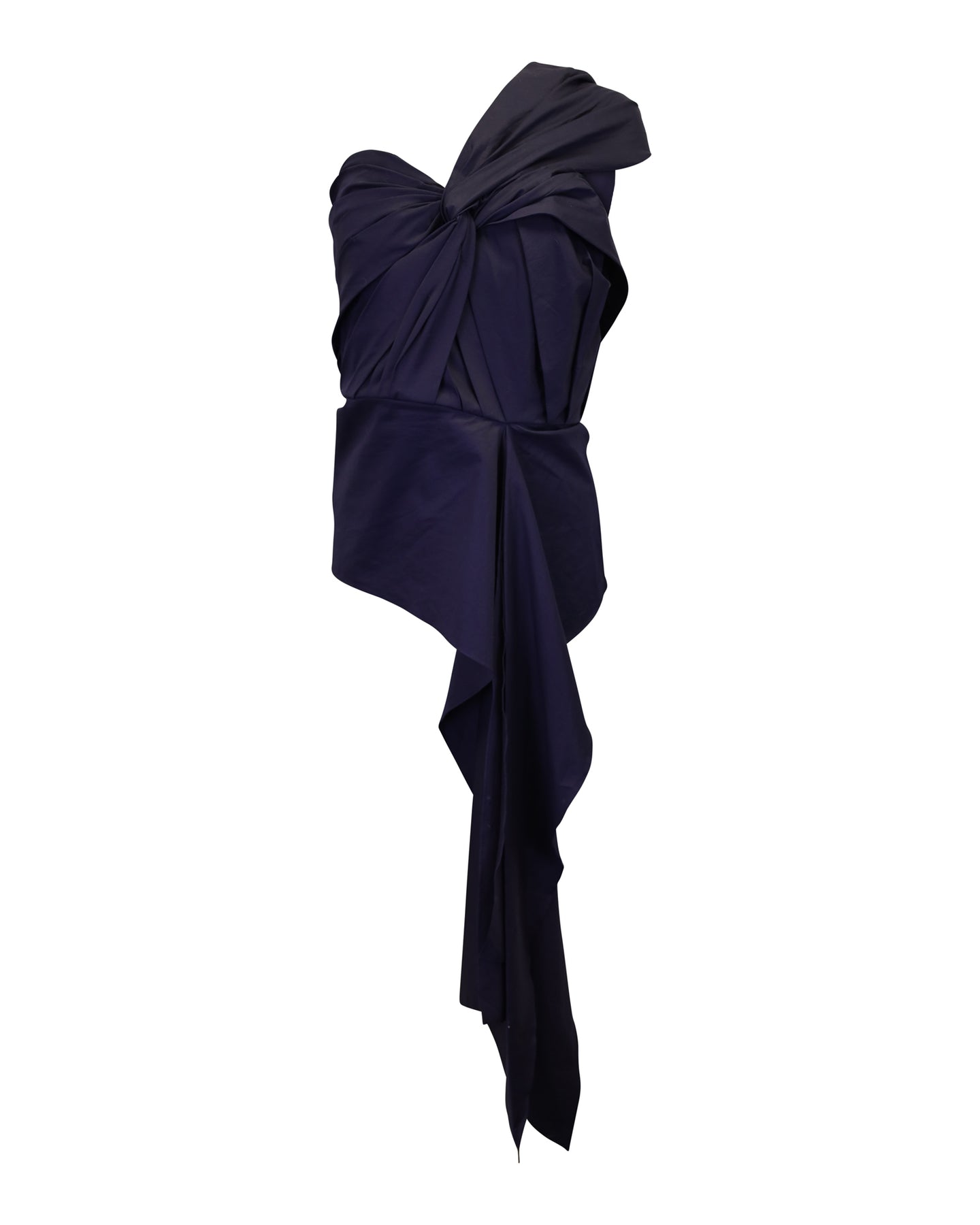 Johanna Ortiz Die Kunst des Tanzens One-Shoulder Knotted Top in Dunkelblau Blau Baumwolle