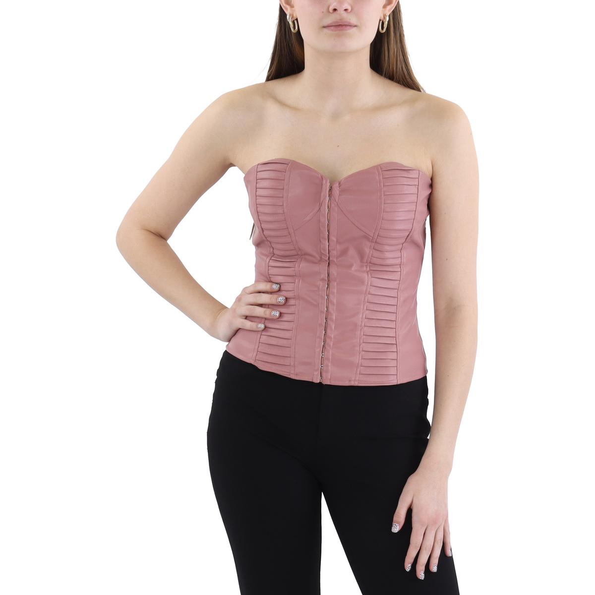 Imitat Leder Haken und Auge Pullover Top