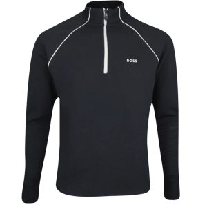 Hugo Boss Herren Schwitzen Halbzip Sweatshirt, schwarz