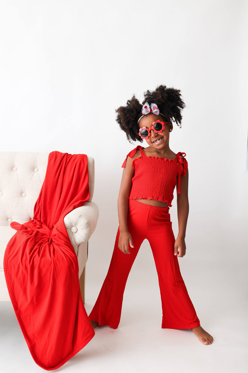 Rot RIB DREAM SMOCKED FLARE Set