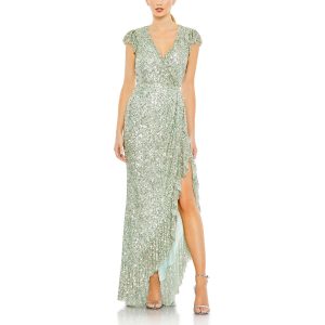 faux wickeln Pailletten Abendkleid