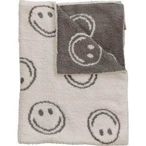 Anthrazit Smiley Taupe Plüschdecke