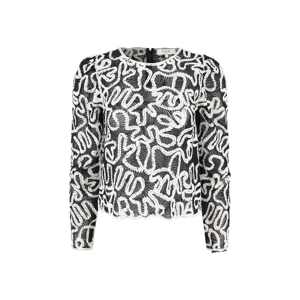 Meer Damen Alice Stickerei Battenberg Top, Mehrfarbig