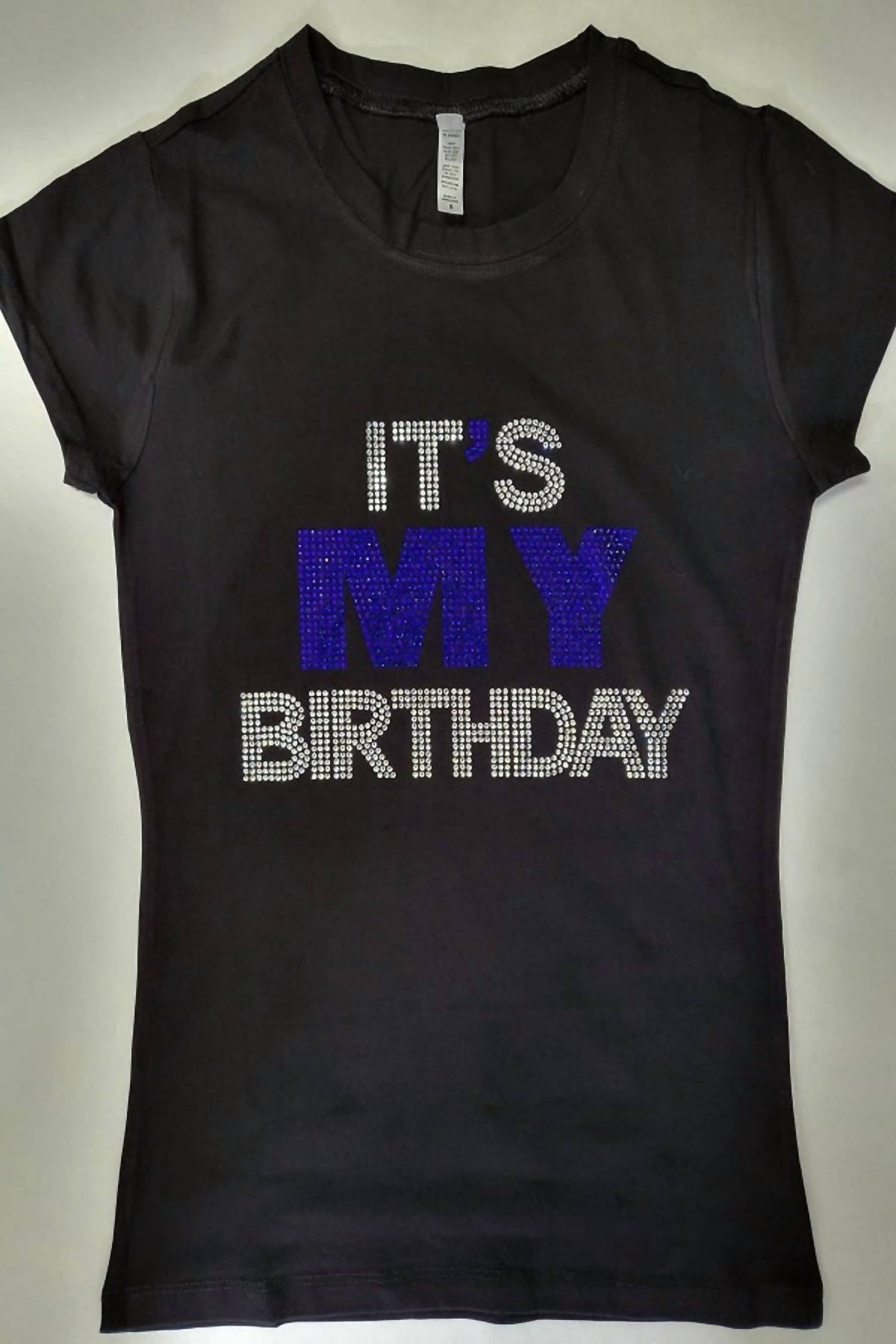 Damen It's My Birthday Tee in Schwarz/Blau