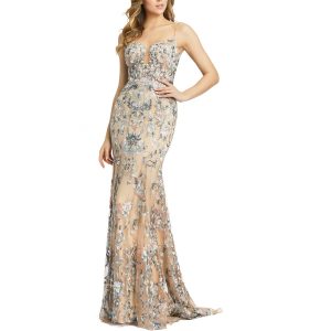 gesticktes Mesh Abendkleid