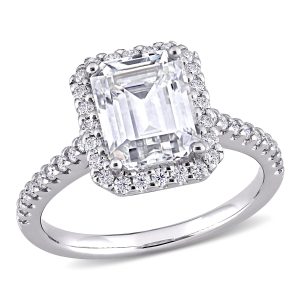 Mimi & Max 2 7/8ct DEW Emerald Created Moissanite Halo Engagement Ring aus 10k Weißgold